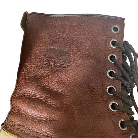 Sorel Brown Leather Lace Up Waterproof Winter Snow Rain Boots Men Sz 11 - Picture 11 of 15